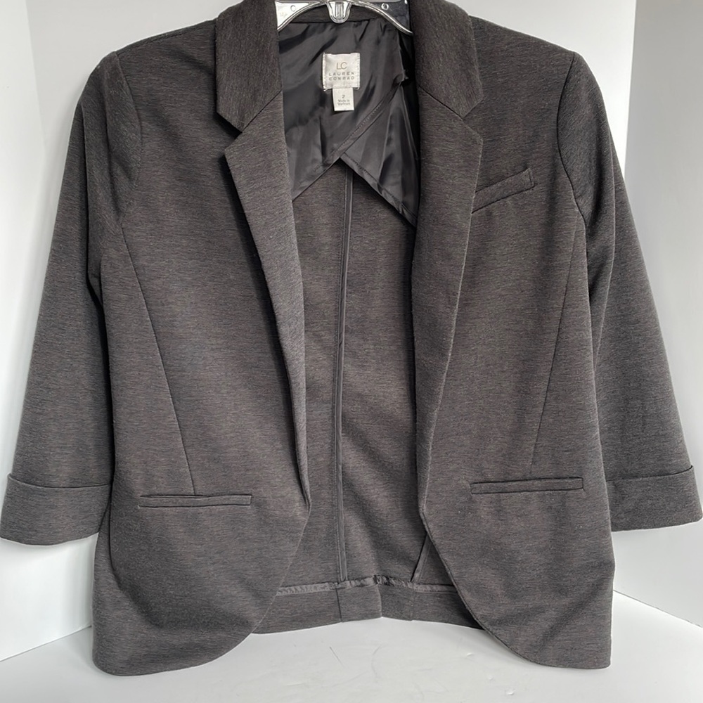 Lauren Conrad cropped 3/4 sleeve open front knit jacket size 2